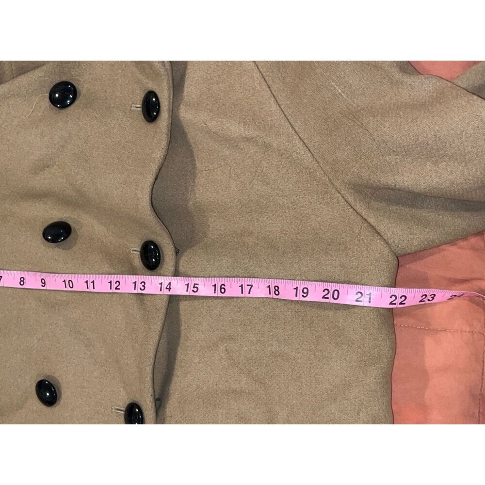 COACH Wool Angora two tones Coat Black Beige logo buttons sz Medium - Picture 7 of 9